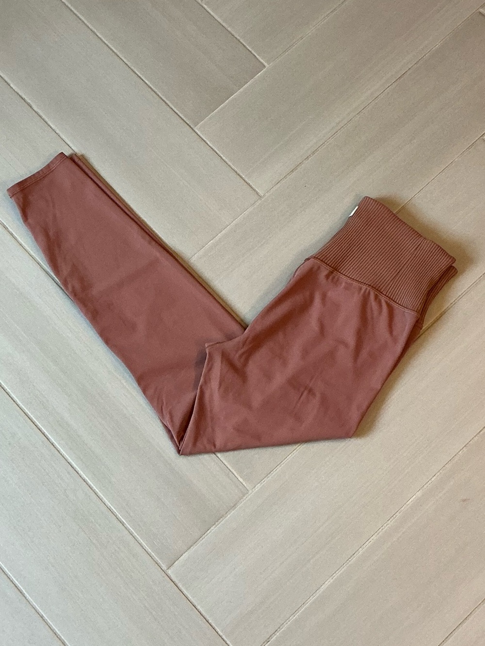 Vuori Ribbed High-Waist Leggings - Dusty Rose